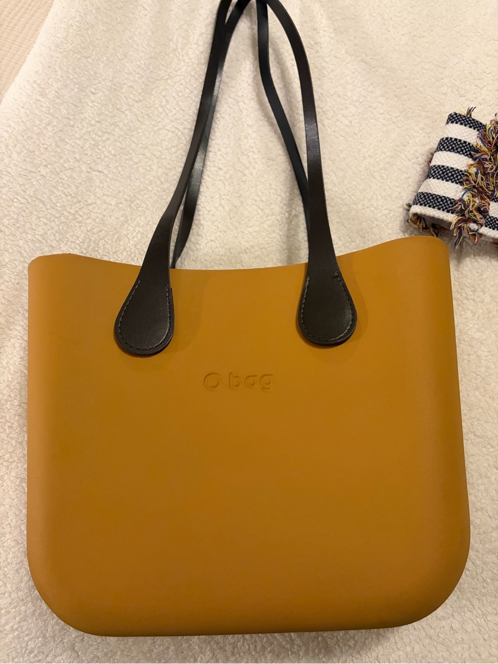 O bag Mustard Yellow Tote with Black Straps